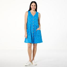 Nina Leonard Sleeveless Button Front Dress
