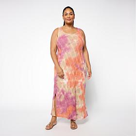 Nina Leonard Sleeveless Crochet Knit Maxi Dress