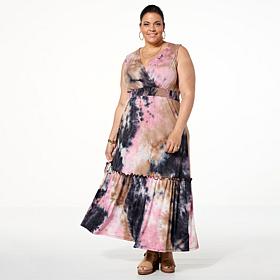 Nina Leonard Sleeveless Empire Waist Tie Dye Dress