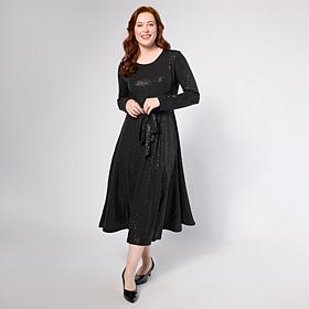 Nina Leonard Sylvia Sparkle Knit Fit-and-Flare Midi Dress