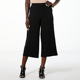 Nina Leonard Textured Wave Culotte Pant with Pockets