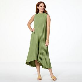 Nina Leonard Textured Wave Hi-Low Midi Dress