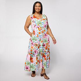 Nina Leonard Tiered V-Neck Dress