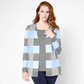 Nina Leonard Twofer Long-Sleeve Jacquard Knit Sweater