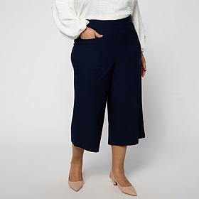 Nina Leonard Wide Leg Elastic Waist Crop Pant