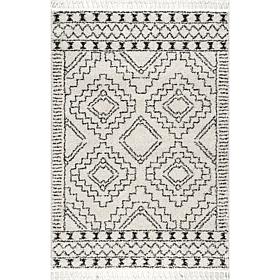nuLOOM Vasiliki Moroccan Shag Tasseled 4' x 6' Off-White Area Rug 