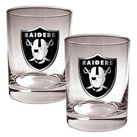 Oakland Raiders 2pc Rocks Glass Set