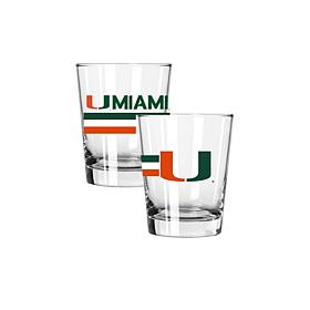 Official College Big Stripes 15 oz. Double Old Fashion 2pk - Miami