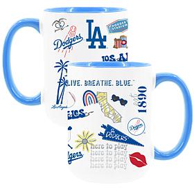 Official MLB 15oz Loco Design Inner Color Mug 2pk- Los Angeles Dodgers