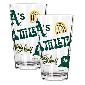 Official MLB 16 oz. Loco Design Pint Glass 2-Pack - Oakland Athletics