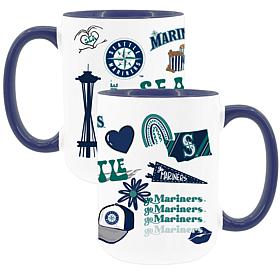 Official MLB 2-Pack 15oz Inner Color Stainless Steel Mugs Mariners