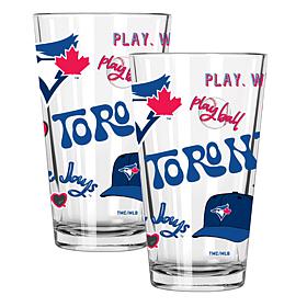 Official MLB 2-Pack 16oz Stainless Steel Pint Glasses Blue Jays