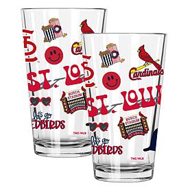 Official MLB 2-Pack 16oz Stainless Steel Pint Glasses Cardinals