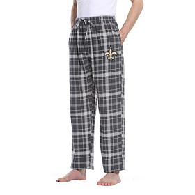 Officially Licensed Men's Plaid Flannel Pant by Concept Sports- Saints