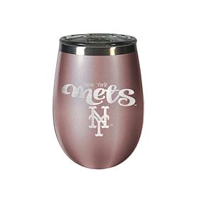 Officially Licensed MLB 12 oz. Rose Gold Wine Tumbler - New York Mets