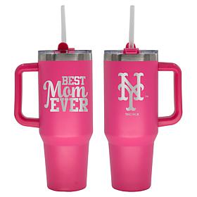 Officially-Licensed MLB  40oz Best Mom Ever Pink Tumbler, NY Mets
