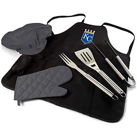 Officially Licensed MLB BBQ Apron Tote Grill Set - Kansas City Royals 