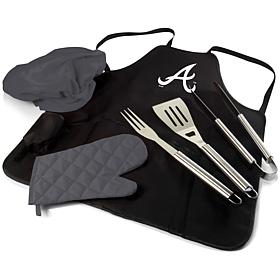 Officially Licensed MLB BBQ Apron Tote Pro Grill Set - Atlanta Braves