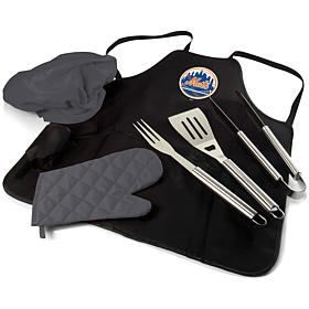 Officially Licensed MLB BBQ Apron Tote Pro Grill Set - New York Mets 