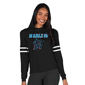 Officially Licensed MLB Concepts Sport Marlins Ladies Hooded Top 