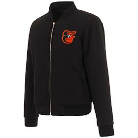 Officially Licensed MLB Orioles Ladies Jacket w Fleece & Nylon Sides