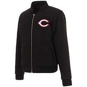 Officially Licensed MLB Reds Ladies Jacket w Fleece & Nylon Sides