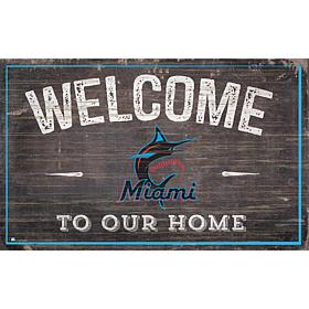 Officially Licensed MLB Welcome to our Home Sign - Miami Marlins