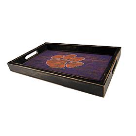 Officially Licensed NCAA Clemson University Distressed Wood Tray  