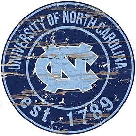 Officially Licensed NCAA  Distressed Round Sign - North Carolina
