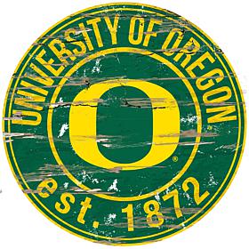 Officially Licensed NCAA  Distressed Round Sign - University of Oregon
