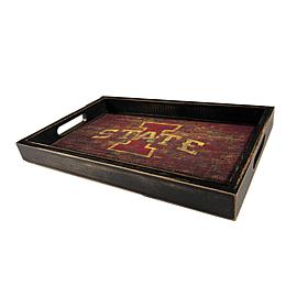 Officially Licensed NCAA Iowa State Distressed Wood Tray