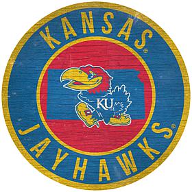 Officially Licensed NCAA Kansas 12" Wood Circle