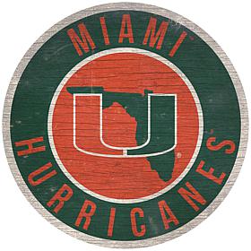Officially Licensed NCAA Miami 12" Wood Circle