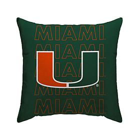 Officially Licensed NCAA Miami Hurricanes Poly Span Décor Pillow