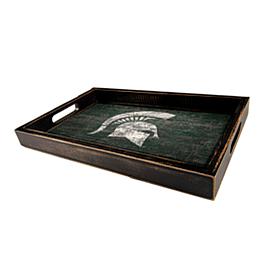 Officially Licensed NCAA Michigan State Distressed Tray w/ Team Color