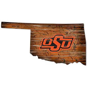 Officially Licensed NCAA Oklahoma State Distressed State with Logo