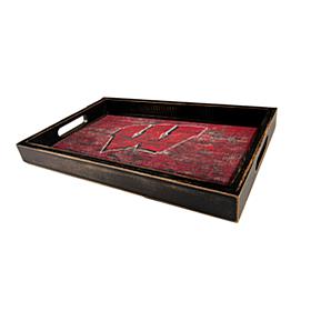 Officially Licensed NCAA University of Wisconsin Distressed Wood Tray
