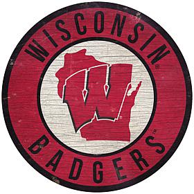 Officially Licensed NCAA Wisconsin 12" Wood Circle