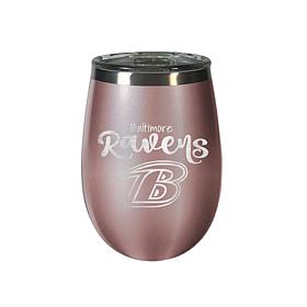 Officially Licensed NFL 12 oz. Rose Gold Wine Tumbler-Baltimore Ravens