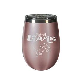 Officially Licensed NFL 12 oz. Rose Gold Wine Tumbler - Detroit Lions