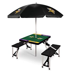 Officially Licensed NFL Black Portable Folding Picnic Table - Vikings