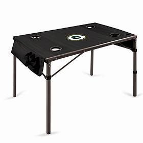 Officially Licensed NFL Black Portable Folding Travel Table - Packers