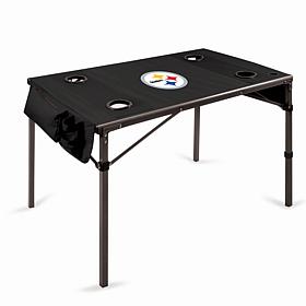 Officially Licensed NFL Black Portable Folding Travel Table - Steelers