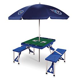 Officially Licensed NFL Blue/Red Portable Folding Picnic Table -Titans