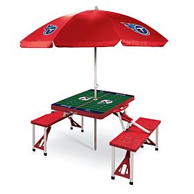 Officially Licensed NFL Blue/Red Portable Folding Picnic Table -Titans