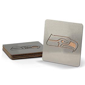 Officially Licensed NFL Boasters 4-piece Coaster Set- Seattle Seahawks