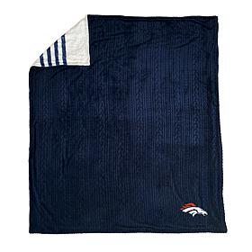 Officially Licensed NFL Broncos Embossed Knit Sherpa Stripe Blanket