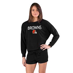 Officially Licensed NFL Browns Ladies Long Sleeve Top and Short Set