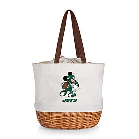 Officially Licensed NFL Canvas and Willow Basket Tote - Mickey Jets