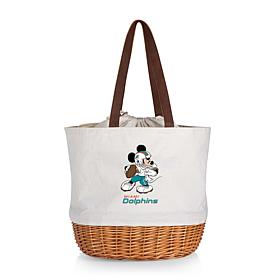 Officially Licensed NFL Canvas and Willow Basket Tote -Mickey Dolphins